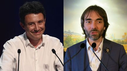 Benjamin Griveaux (à gauche) durant un meeting le 18 juillet 2019 à Paris et Cédric Villani (à droite) à Paris, le 4 novembre 2019 (photos d'illustration). (Philippe LOPEZ / AFP et Julien DUFFE / LE PARISIEN / MAXPPP)