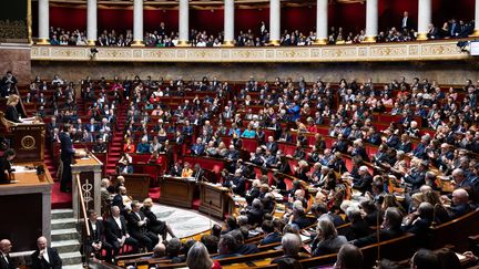 L'hémicycle de l'assemblée nationale, le 30 janvier 2024. (ALEXIS SCIARD / MAXPPP)