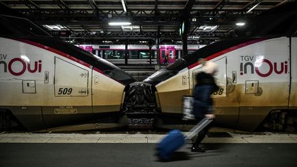 Une voyageuse sur le quai de la gare de l'Est à Paris, le 23 décembre 2019. (STEPHANE DE SAKUTIN / AFP)