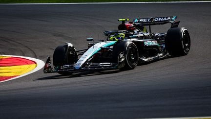 Lewis Hamilton (Mercedes) lors du Grand Prix de Belgique, le 28 juillet 2024, à Spa. (FLORENT GOODEN / AFP)