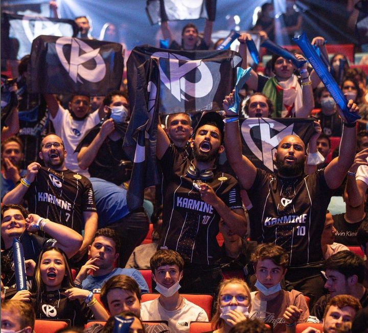 Fans of Karmine Corp, a French esports club, gathered to support their team at the Palais des Congrès in Paris on July 26, 2021. (KARMINE CORP)