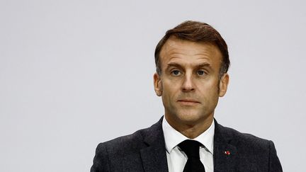 Emmanuel Macron prononce un discours dans le cadre d'une cérémonie marquant le 80e anniversaire de la libération de Strasbourg, au Palais universitaire de Strasbourg, dans l'est de la France, le 23 novembre 2024 (SARAH MEYSSONNIER / POOL)