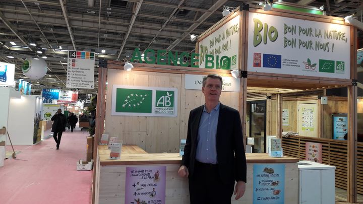 Florent Guhl président de l'agence Bio, en février 2018, au Salon de l'agriculture. (SANDRINE ETOA-ANDEGUE / RADIO FRANCE)