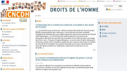 Capture d'écran du site web de la Commission nationale consultative des Droits de l'Homme (CNCDH). (DR)