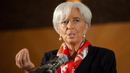 Christine Lagarde, la directrice du Fonds mon&eacute;taire international &agrave; Lagos (Nig&eacute;ria) le 20 d&eacute;cembre 2011 (STEPHEN JAFFE / IMF / AFP)