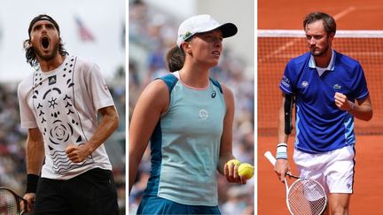 Stefanos Tsitsipas, Iga Swiatek et Daniil Medvedev sont à l'affiche des matchs à Roland-Garros le 30 mai 2022. (AFP)