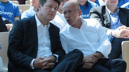 Christian Estrosi (&agrave; gauche) et Eric Ciotti, lors du campus UMP de Nice (Alpes-Maritimes), le 6 septembre 2014.&nbsp; (  MAXPPP)