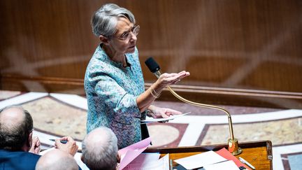 La Première ministre, Elisabeth Borne, le 11 octobre 2022 à l'Assemblée nationale, à Paris.&nbsp; (XOSE BOUZAS / HANS LUCAS / AFP)