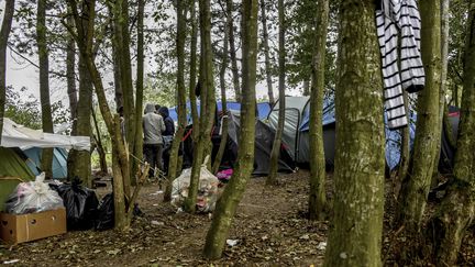 Des migrants irakiens vivent dans des tentes à Grande-Synthe (Nord), le 28 septembre 2018. (PHILIPPE HUGUEN / AFP)