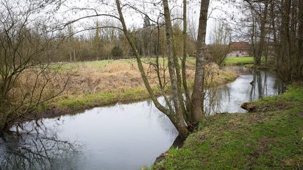 La Canche, ici à un niveau normal en 2017 à Ligny-sur-Canche (Pas-de-Calais), est en crue depuis le 10 mars 2020. (MAXPPP)