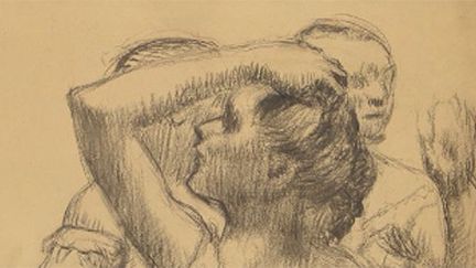 "Trois danseuses en buste" d'Edgar Degas (détail), un dessin au fusain sur papier calque réalisé autour de 1898.
 (Maison de vente Osenat 2016)