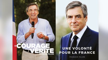 L'affiche de François Fillon pendant la primaire de la droite (à gauche) et celle dévoilée mardi 28&nbsp;mars (à droite). (DR)