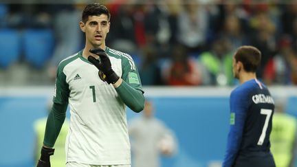 Le gardien belge Thibaut Courtois lors de la demi-finale contre la France, le 10 juillet 2018 à Saint-Pétersbourg (Russie). (ODD ANDERSEN / AFP)