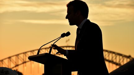 Emmanuel Macron, le 2 mai à Sydney. (PETER PARKS / POOL / AFP POOL)