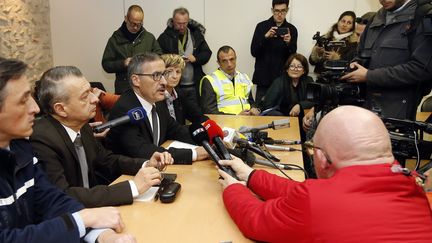 Le préfet des Pyrénées-Orientales, Philippe Vignes, lors d'une conférence de presse, jeudi 14 décembre 2017.&nbsp; (RAYMOND ROIG / AFP)