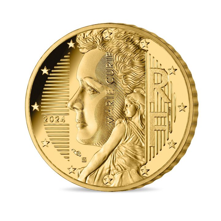 La face des nouvelles pièces de 50 centimes d'euros à l'effigie de Marie Curie seront mises en circulation en 2024. (MONNAIE DE PARIS)