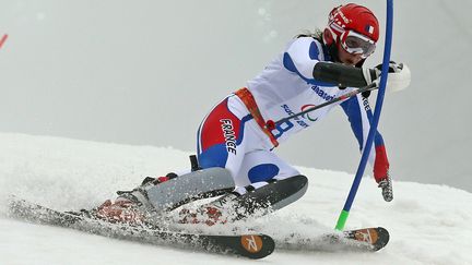 La Fran&ccedil;aise Marie Bochet lors du slalom du super combin&eacute;, le 14 mars 2014, lors des Jeux paralympiques de Sotchi (Russie). (JAN WOITAS / DPA / AFP)