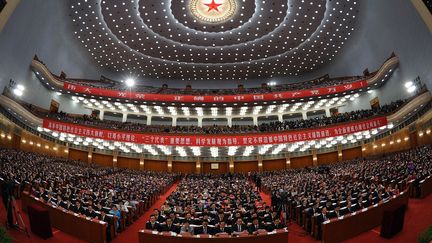 Le 18e congr&egrave;s du Parti communiste chinois s'est ouvert dans l'enceinte solennelle du Palais du peuple, le 8 novembre 2012 &nbsp;&agrave; P&eacute;kin (Chine). (LI XUEREN / XINHUA / AFP)