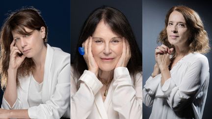 Les autrices Sarah Chiche, Irène Frain et Véronique Olmi. (AFP)