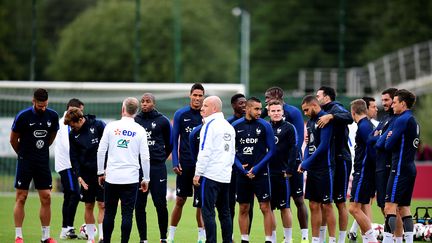 Les Bleus sont rassemblés autour de Didier Deschamps et Guy Stephan (FRANCK FIFE / AFP)