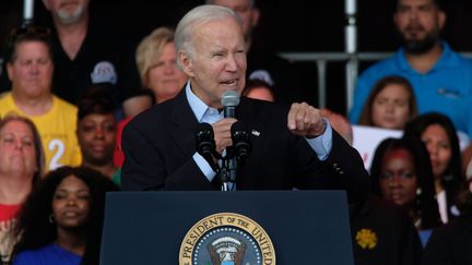 Le président américain Joe Biden lors d'un discours à Milwaukee (Wisconsin), le 5 septembre 2022. (ALEX WROBLEWSKI / MAXPPP)