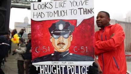 13 mars 2015. A Toronto, manifestation d'opposants à la loi antiterroriste canadienne, connue sous le nom de C-51. (Seyit Aydogan / ANADOLU AGENCY)