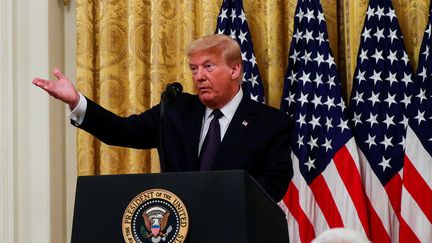 Le président des Etats-Unis Donald Trump lors d'une conférence de presse à la Maison Blanche, le 17 juin 2020. (TOM BRENNER / REUTERS)