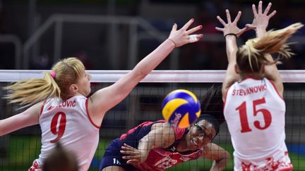 Jeux de Rio de Janeiro, 18 août 2016. Demi-finale femmes. La Serbie l'emporte 3-2 contre les Etats-Unis (MAXPPP)