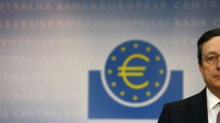 Le pr&eacute;sident de la Banque centrale europ&eacute;enne, Mario Draghi, le 4 avril 2012, &agrave; Francfort (Allemagne). (KAI PFAFFENBACH /REUTERS)