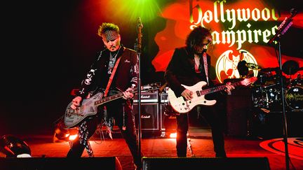 Johnny Depp et Joe Perry du groupe Hollywood Vampires au Greek Theatre de Los Angeles en mai 2019;&nbsp; (MATT WINKELMEYER / GETTY IMAGES NORTH AMERICA)