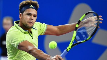 Jo-Wilfried Tsonga lors de l'Open de tennis de Montpellier, le 10 février 2018. (PASCAL GUYOT / AFP)