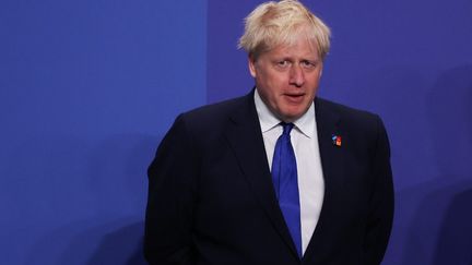 Le Premier ministre britannique Boris Johnson,&nbsp;au sommet de l'Otan à Madrid, le 29 juin 2022 (JAKUB PORZYCKI / NURPHOTO / AFP)