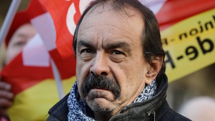 Le secrétaire général de la CGT, Philippe Martinez, lors d'une manifestation contre la réforme des retraites à Paris, le 6 février 2020. (THOMAS SAMSON / AFP)