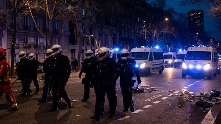 Members of Brav-M in Paris, during a demonstration against pension reform, March 20, 2023. (SAMUEL BOIVIN / NURPHOTO / AFP)