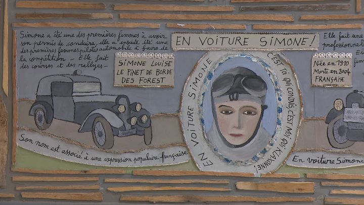 À côté de chaque portrait de femme, l'artiste Marie Morel a écrit ce qu'elle a accompli. (France 3 Auvergne-Rhône-Alpes : Myriam Figureau, Sylvie Adam, Emmanuelle Lagrange)