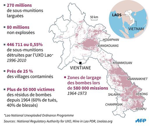 Plus de 2 millions de tonnes ont été larguées par les Etats-Unis pendant la guerre du Vietnam pour couper les routes d'approvisionnement du Nord. (AFP)