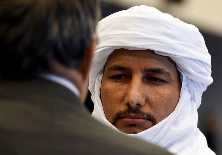 Bilal Acherif, secrétaire général du Mouvement national pour la libération de l'Azawad, le 1er mars 2015 à Alger, dans le cadre des pourparlers de paix entre le gouvernement malien et certains groupes armés du Nord. (AFP PHOTO / FAROUK BATICHE)