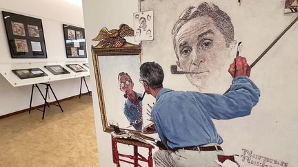 Vue de l'intérieur de l'exposition "L'Amérique de Norman Rockwell" à St-Just-le-Martel.&nbsp; (France 3 Limoges)