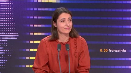 Sophie Binet, secrétaire générale de la CGT, était l'invitée du "8h30 franceinfo" ce mardi 9 janvier (RADIOFRANCE/FRANCEINFO)