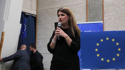 La secrétaire d'Etat Marlène Schiappa lors d'un meeting de campagne de La République en marche pour les élections européennes, à Toulouse, le 17 mai 2019. (SANDRA FASTRE / AFP)