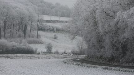 La campagne picarde sous la neige, le 1er janvier 2017, à Mouflers (Somme). (MAXPPP)