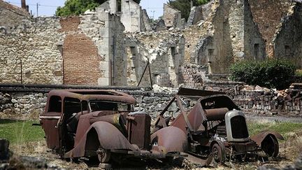 Une partie détruite du village d'Oradour-sur-Glane, où furent massacrées 642 personnes, le 10 juin 1944. (Olivier Laban-Mattei/ AFP)