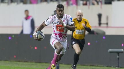 &nbsp;Josaia Raisuqe sous les couleurs du Stade Français, en 2016. (ERIC BALEDENT / MAXPPP)