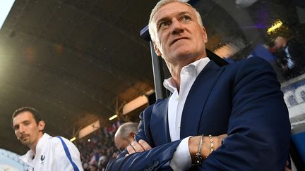 Didier Deschamps satisfait après la victoire des Bleus face à l'Ecosse (FRANCK FIFE / AFP)