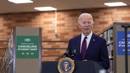 Le président américain, Joe Biden, à Los Angeles (Californie), le 21 février 2024. (GRACE YOON / ANADOLU / AFP)