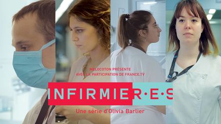 Théo, Laura, Elisa et Manon sont les&nbsp;quatre infirmiers filmés dans la série documentaire "Infirmièr.e.s", diffusée sur france tv slash en novembre 2020. (OLIVIA BARLIER / MELOCOTON)