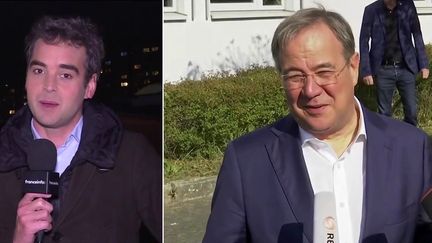 Armin&nbsp;Laschet&nbsp;et Olaf Scholz étaient les deux favoris pour le poste de chancelier en Allemagne. Devancé lors des élections législatives par Olaf Scholz, Armin Laschet a félicité timidement son adversaire. Laurent Desbonnets journaliste à France Télévisions fait le point sur la situation depuis Berlin (Allemagne). (CAPTURE ECRAN / FRANCEINFO)