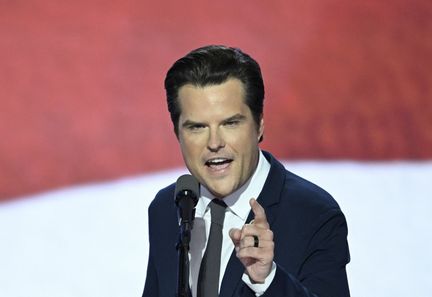 L'élu de Floride Matt Gaetz, lors de la convention nationale républicaine de 2024 à Milwaukee (Wisconsin), le 17 juillet 2024. (ANDREW CABALLERO-REYNOLDS / AFP)