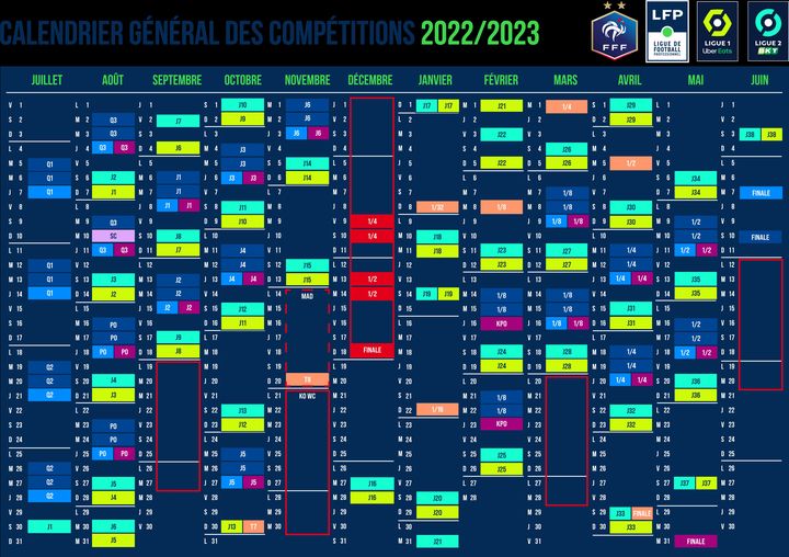 Le calendrier général des compétitions de la saison 2022-2023. (LIGUE FRANCAISE DE FOOTBALL)