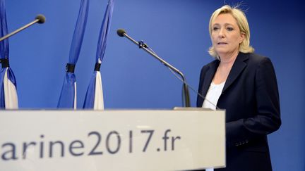 Marine Le Pen, le 16 juillet 2016, au siège du Front national à Nanterre (Hauts-de-Seine). (ALAIN JOCARD / AFP)